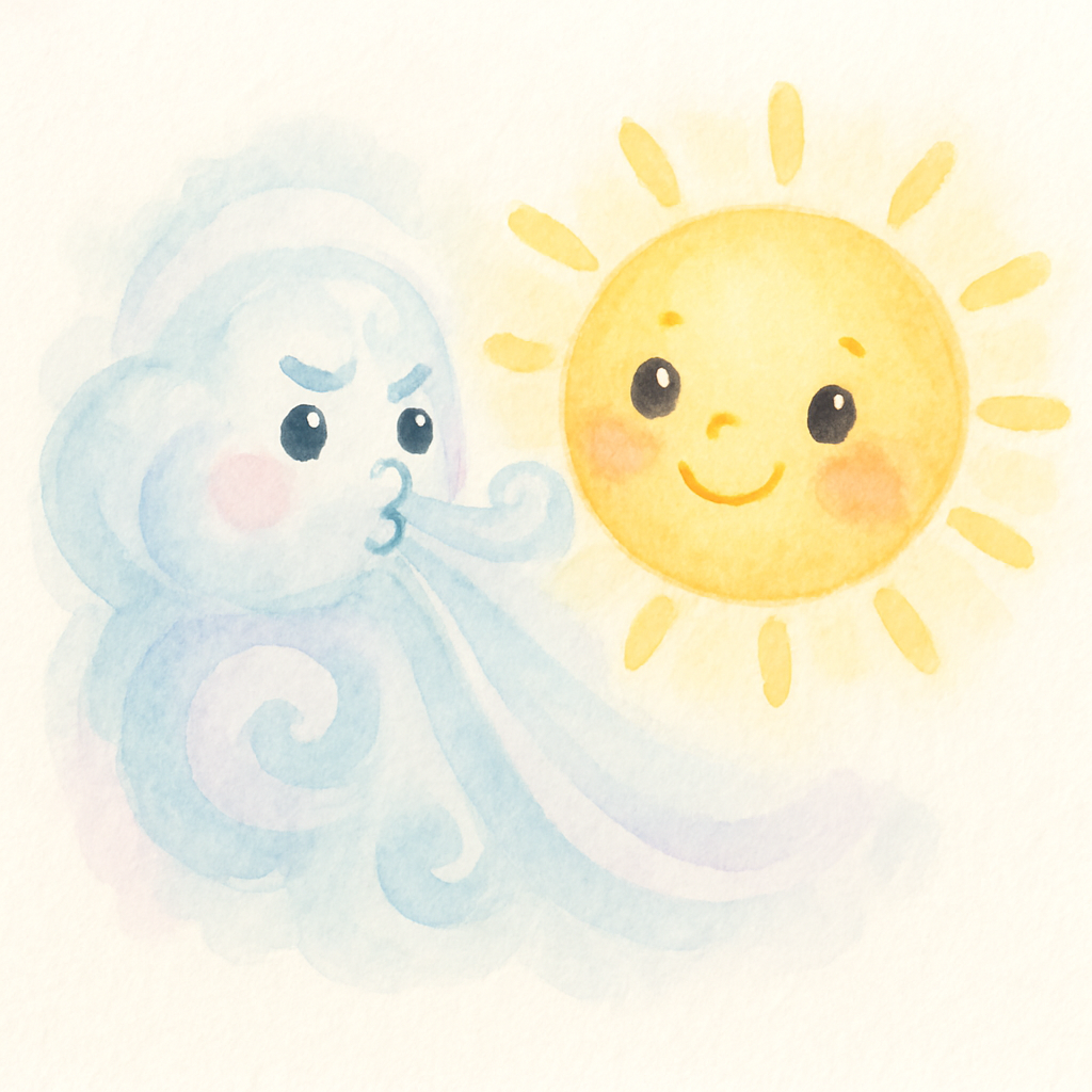 해님과 바람의 소개 - 따뜻한 해님과 세찬 바람